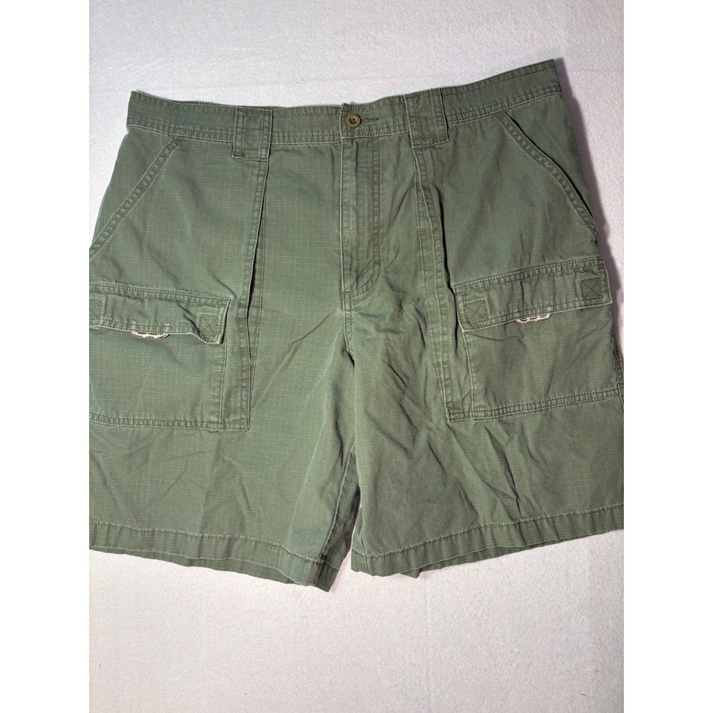 LL Bean Mens 36 Cargo Shorts Olive Green Ripstop Cotton Utility Hiking 0FVB8